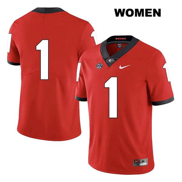 Georgia Bulldogs Women's Divaad Wilson #1 NCAA No Name Legend Authentic Red Nike Stitched College Football Jersey FGD7456NE